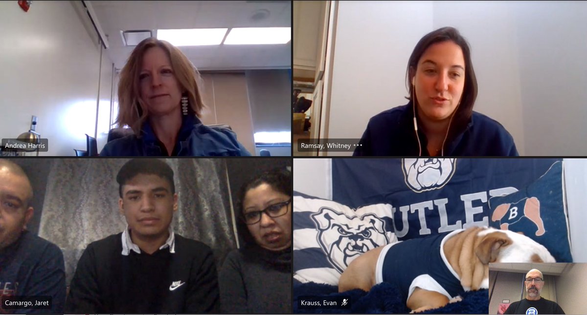 Shortridge's tweet image. Congratulations to Shortridge seniors, Jaret Camargo and Gabriela Perez!  Recipients of the Butler Tuition Guarantee Scholarship.  A 4 year, full-tuition scholarship to Butler University!  @butleru  @myips special visit from Blue!