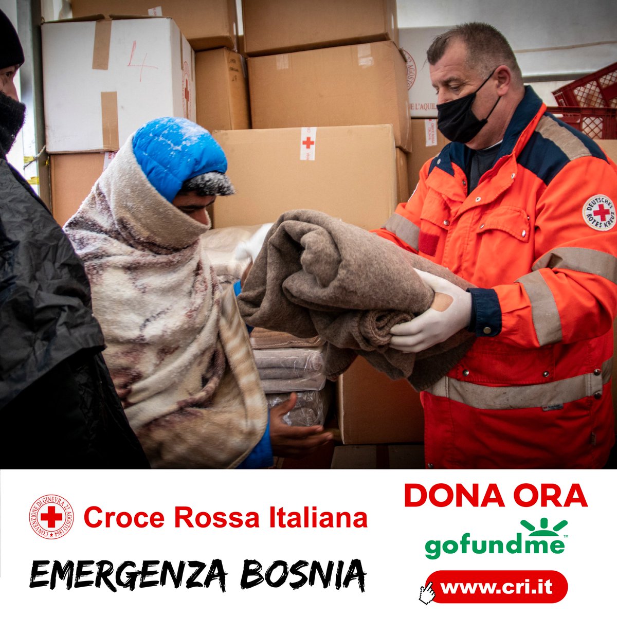 📍 L'emergenza in #Bosnia non è finita! Sono migliaia le persone migranti sulla rotta balcanica che vivono in condizioni al limite. Aiutaci a supportare la Croce Rossa bosniaca <a href="/RedCrossBH/">Red Cross Society of Bosnia and Herzegovina</a> al loro fianco. 

Dona qui 👉 gf.me/u/zhstyj