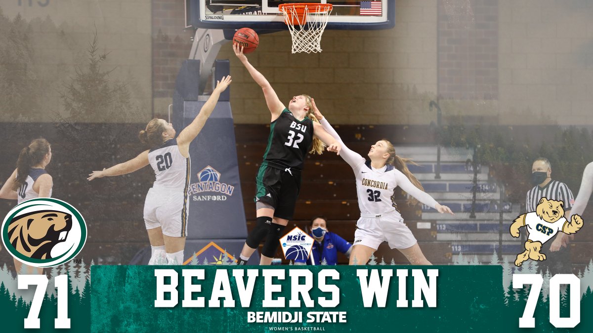 BSUBeaversWBB's tweet photo. THAT’S A WIN!!!

#BeaverTerritory ADVANCES!

Bemidji State - 71
Concordia-St. Paul - 70

#NSICTourney #BothFeetIn https://t.co/7T7ISqaypH
