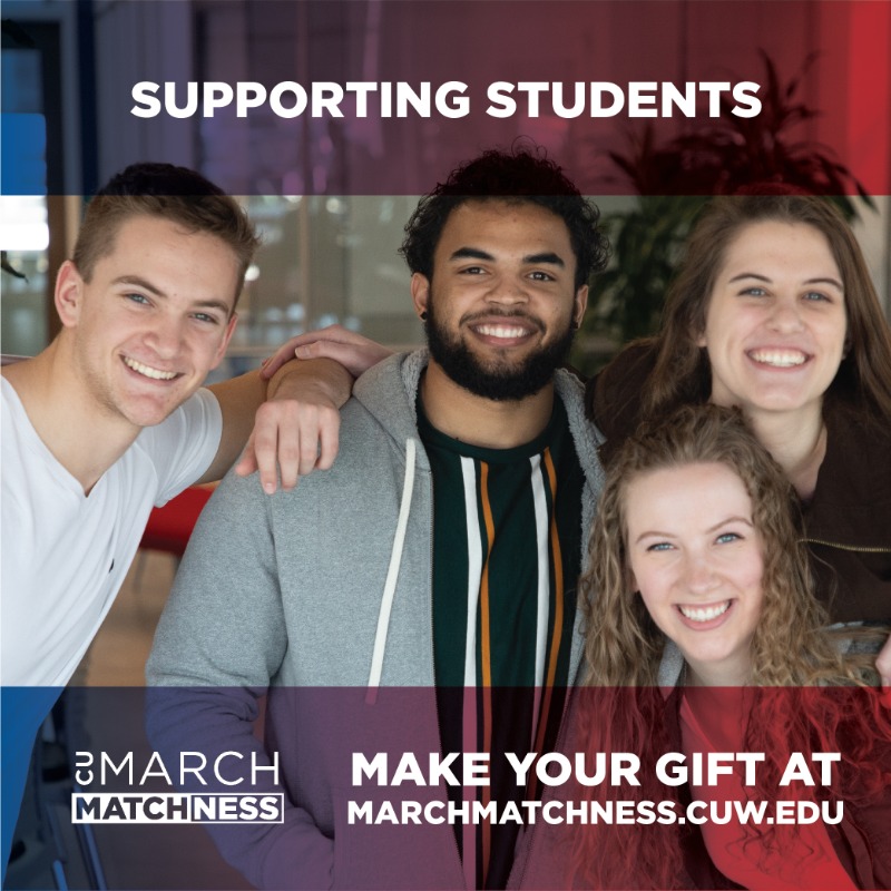 CUWisconsin's tweet photo. Students, here is how you can get in on the fun! Stop by the Chapel Hallway any time between now and 5:00 PM CT today for some fun, prizes, and food!
A $5 donation = a T-shirt and a small Cousins Subs sandwich 🥪 or donut 🍩!
Every dollar raised is matched! #MarchMATCHnessCU