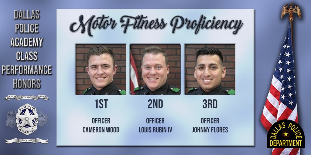 DallasPD's tweet photo. .@DPDAcademy Graduating #Class372 Motor Fitness Proficiency Awards @DPDChiefGarcia https://t.co/N9xo2O5Cdc