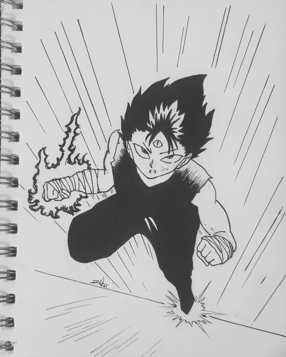 Sweatersaturday's tweet photo. My second #mangaka study was @Togashi_Art Yuyu Hakusho is my all time favorite anime and I make sure to rewatch the dark world tournament at least one a year. #manga #anime #fanart #study #illustration #animation #anime #design #ink #sketch #doodle #yuyuhakusho https://t.co/qekmtvyYOc