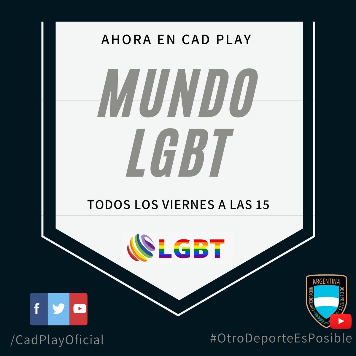 CADPlayOficial's tweet photo. ❗️ AIRE para #MundoLGBT
✔️ El deporte y la diversidad tienen su lugar en nuestro canal 👇🏼 https://t.co/9xL1LJKvRl