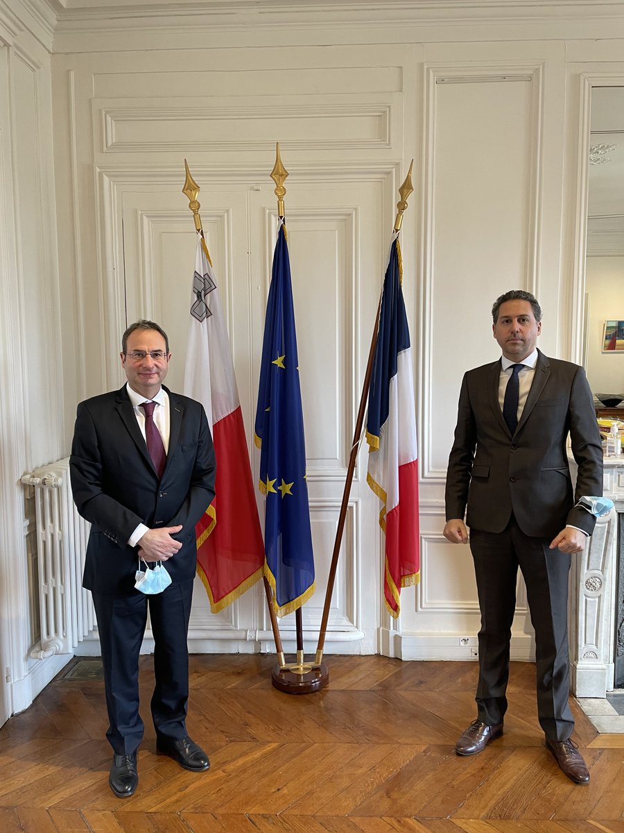 Embassy of Malta in France (@maltainfrance) on Twitter photo Ambassador Carmelo Inguanez welcomed Ambassador Karim Amellal at the Embassy. Ambassador Amellal is the Interministerial Delegate for the Mediterranean nominated by President Emmanuel Macron.
Challenges and opportunities of the Mediterranean region were discussed <a href="/karimamellal/">Karim Amellal</a> Ambassador Carmelo Inguanez welcomed Ambassador Karim Amellal at the Embassy. Ambassador Amellal is the Interministerial Delegate for the Mediterranean nominated by President Emmanuel Macron.
Challenges and opportunities of the Mediterranean region were discussed <a href="/karimamellal/">Karim Amellal</a>