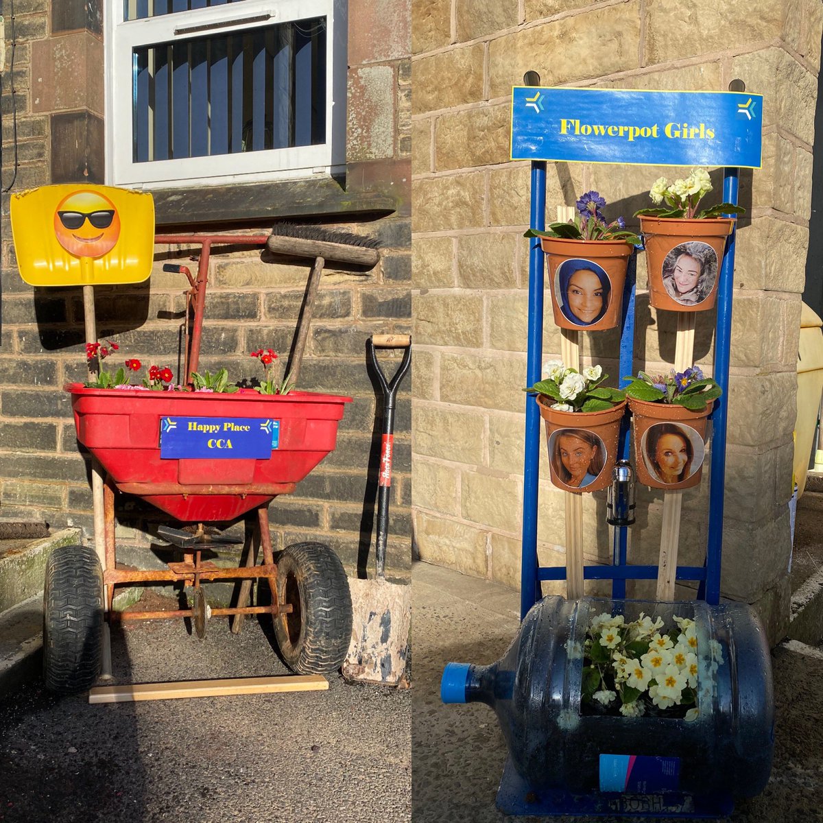 Our unusual planters 🤩 from the office and our super site supervisor 😎 #CCA #gettingreadyforspring #FridayFeeling