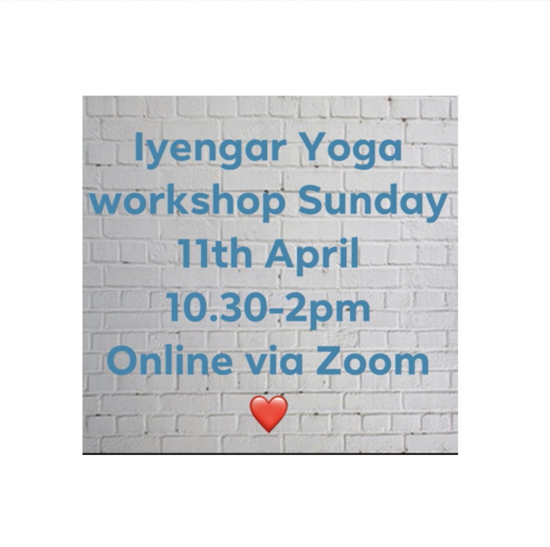 The next Workshop will be on the Sunday 11th April, lightonyouyoga.com