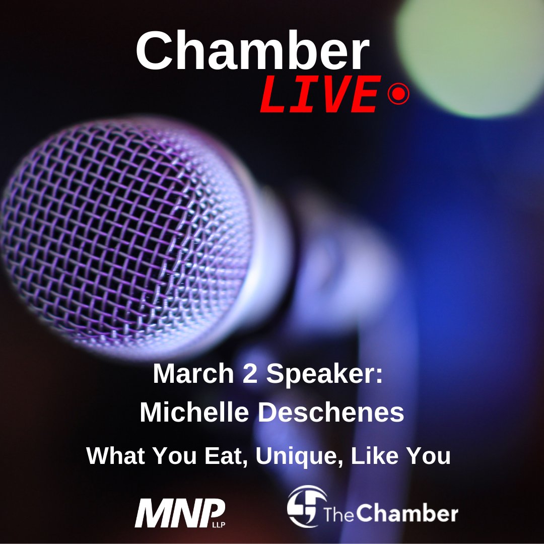 ChamberYGK's tweet image. Our next Chamber Live! will be on Tues, Mar 2 from 12:00 - 1:00p.m. Join Michelle Deschenes, from @ace_nutrition as she dives into the Nutrition Month slogan &quot;What You Eat, Unique, Like You&quot;.

Free for members.

Sponsored by @MNP_LLP 
To register, email events@kingstonchamber.ca