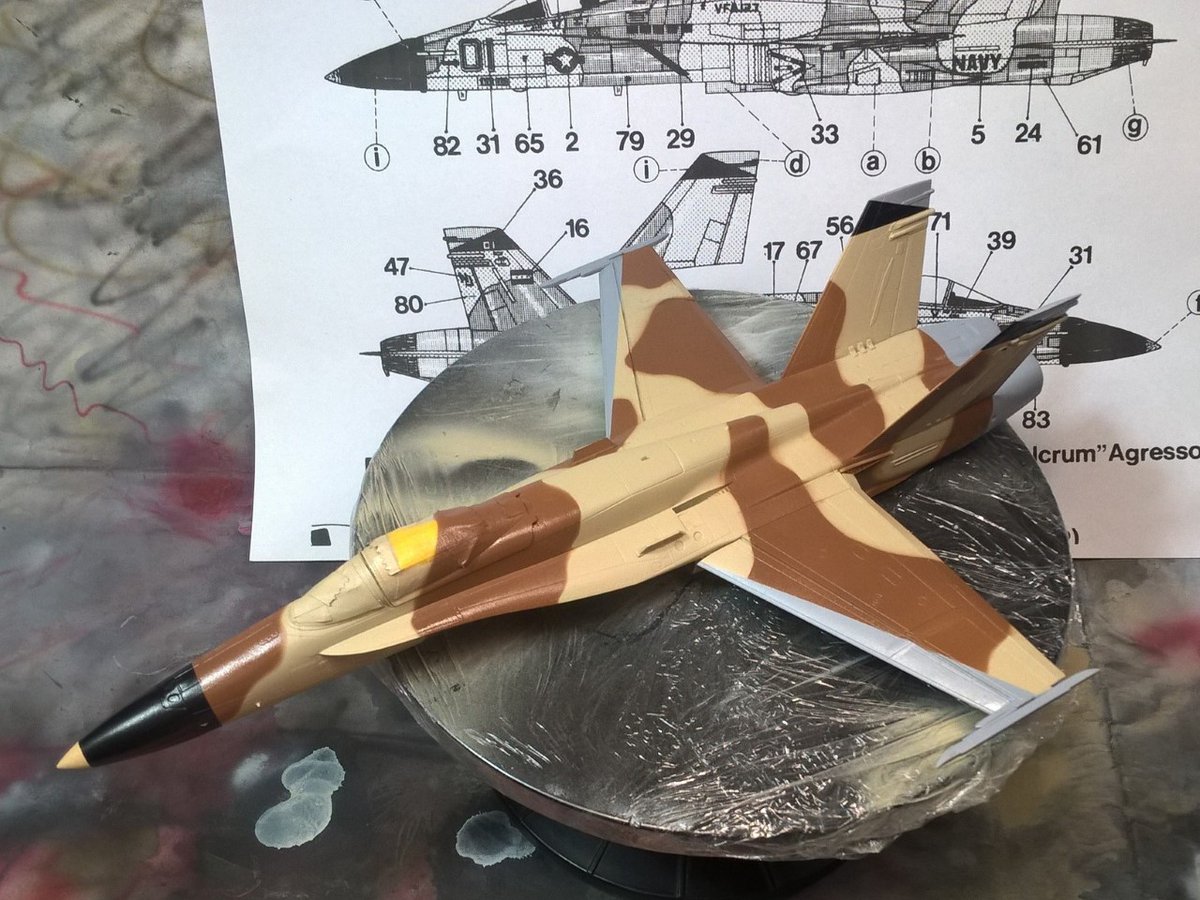 Paintjob done! #f18 #hornet #f18hornet #legacyhornet #vfa127 #desertbogeys #academymodels #72scale #72scalemodel #1to72scale #aircraftmodel #aircraftmodelling #aircraftmodeller #scaleaircraftmodelling #plasticmodelling #scalemodelling #72scalemodel #scale72 #72scalemodel