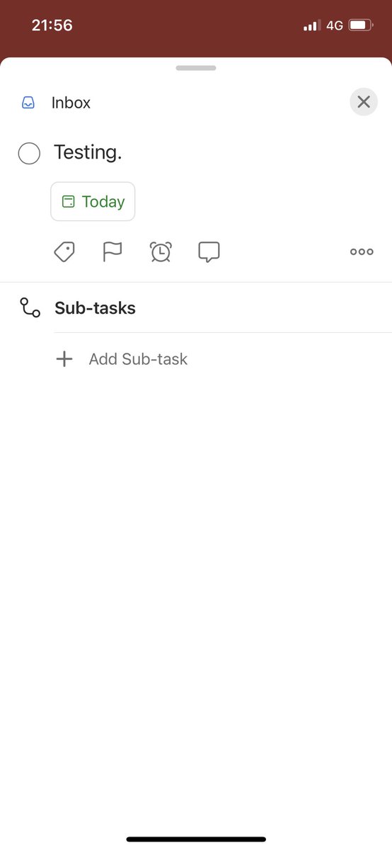 raphael9808's tweet photo. Is it a bug that caused we cannot click the circle to mark the task as DONE in the IOS when the task was shown in full screen mode? ⁦@todoist⁩ https://t.co/iJqRmSgX7T