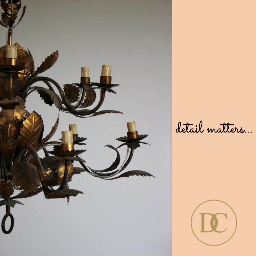 Although made from gilt metal, this 1960s Spanish chandelier manages to convey oodles of femininity....  buff.ly/2ZVGfik #hallwaylighting #vintagechandelier #spanishlighting #vintagelighting #giltmetal #spanishchandelier #glamorouslighting #interiorlighting #interiordecor