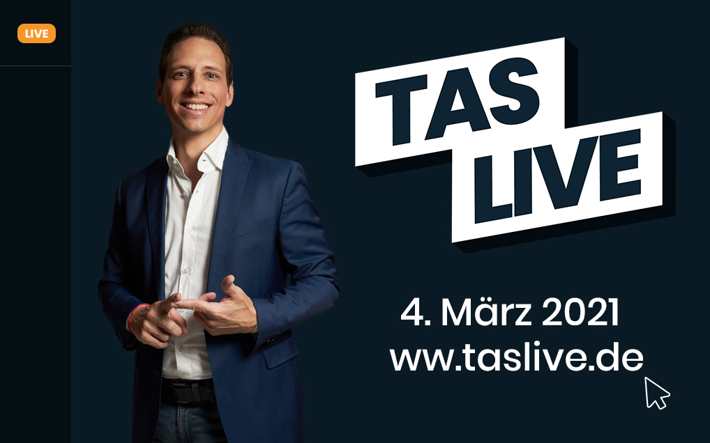 TAS_AG's tweet photo. Das kostenlose Online Event TAS LIVE geht am 4. März 2021 in die zweite Runde! Erleben Sie echte Insights, ein kompaktes Format und gute Unterhaltung. 🚀
Jetzt anmelden unter https://t.co/3PkHOwbrUj. #TASLIVE #Online #Event https://t.co/FDZq5xTy1q