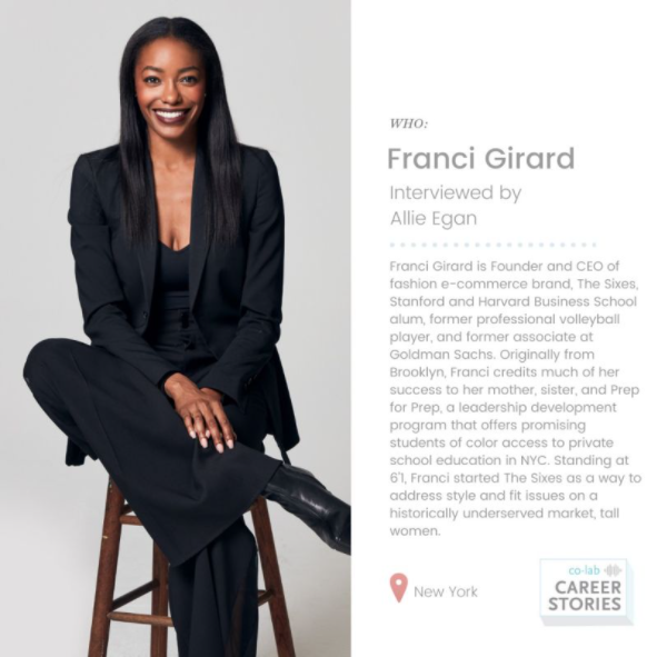 Prep_for_Prep's tweet photo. #BuildYourOwnPath Growing up in East Flatbush, Franci Girard (XX) had her growth spurt in the 4th grade and, at 6 feet, had a lot of difficulty finding clothes. This formative experience later led her to found and become CEO of The Sixes, a fashion line for tall women. https://t.co/zNSbYh0EER