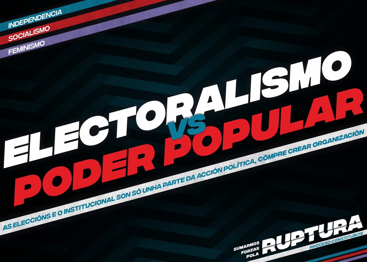 🔴 Queremos construir unha organización estratéxica centrada na construción de poder popular, a activación social e o traballo de base como alicerces sobre os que articular un proxecto revolucionario.

👉🏼 ruptura.gal 👈🏻