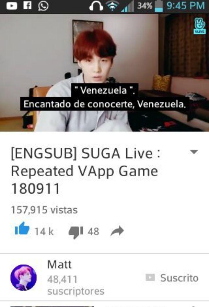 Se que no es bizarro ni nada pero solo les quería recordar que Yoongi (Suga, rapero de BTS) mencionó a Venezuela en un live en el 2018