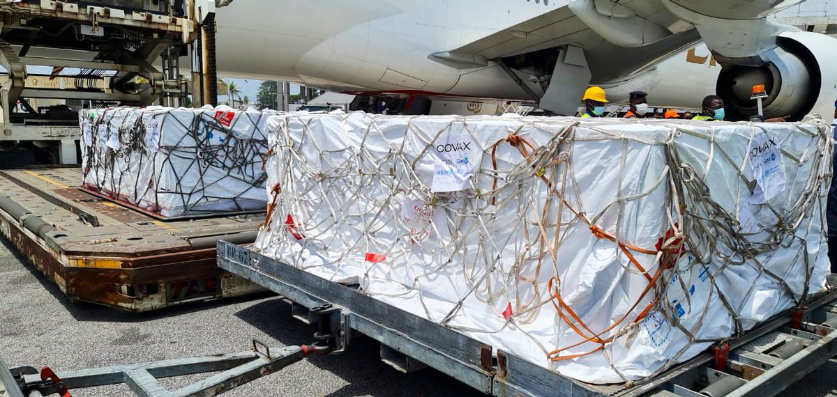 DrSJaishankar's tweet photo. This time for Africa. 
Made in India vaccines land in Côte d’Ivoire.

#VaccineMaitri https://t.co/wdo8M8Jsa9