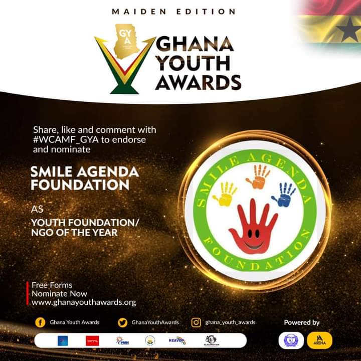 SmileAgenda's tweet photo. Please like, comment and retweet with the hashtags #WCAMF_GYA'21 #WCAMF #ARENA EVENTS to help @SmileAgenda win the Youth Foundation/NGO of the Year of the @GhanaYouthAwrds @KenkeyWura_Ba @akosuahAdiepena @I_am_Obrempong @Cosbonzy https://t.co/07jOZVWsGU