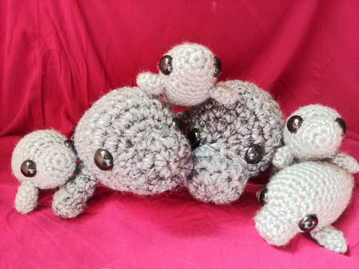 BusyBeeStitcher's tweet photo. #Crochet #manatees in my #etsy shop! Manatee Amigurumi  #plushie #amigurumi #sealife #seacow #yarnart #knit #ocean https://t.co/eM2bybtG3A https://t.co/7rP4BepPuK