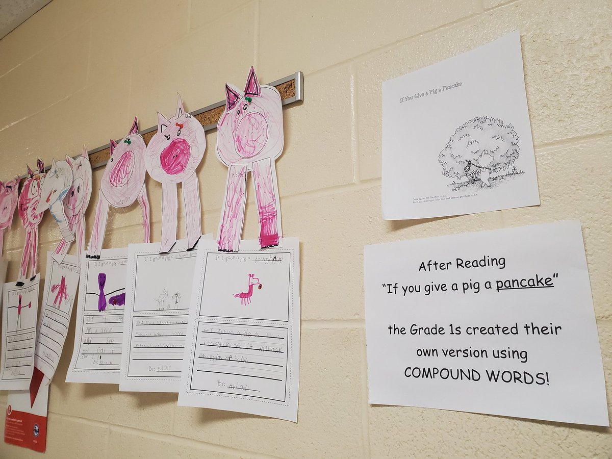 ConestogoStars's tweet photo. After reading #Ifyougiveapigapancake the Grade 1s created their own book page using a different #compoundword @crewrdsb @wrdsb https://t.co/tgjTLjviJD