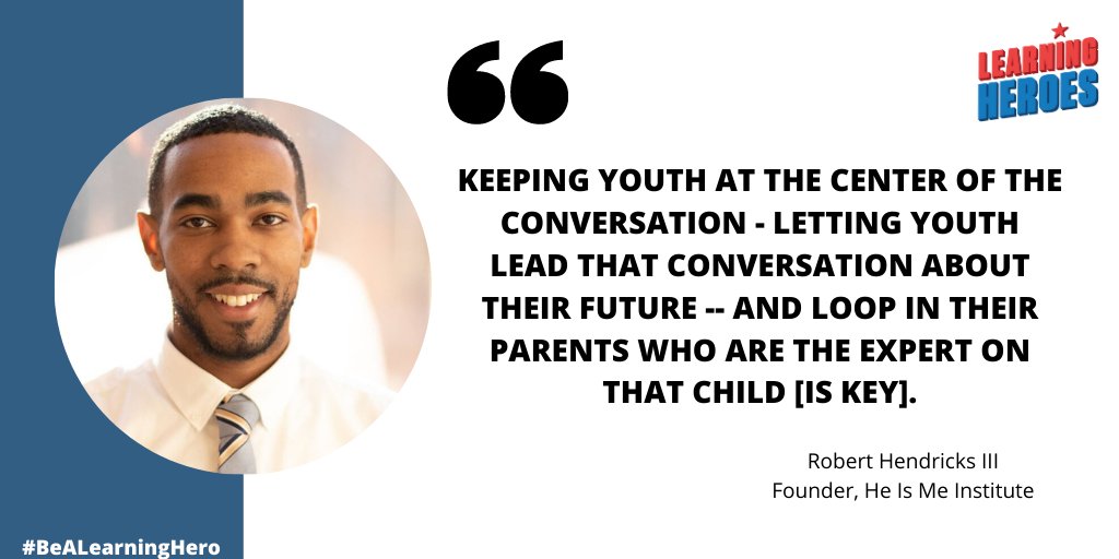 BeALearningHero's tweet photo. Students and parents both have to be part of the conversation when developing the #PathstoSuccess for youth. cc: @RJ_Hendricks @RemakeDays https://t.co/70MOaMSnCM