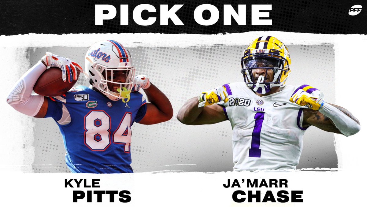 Draft 1 player:

🔁 Kyle Pitts
❤️ Ja'Marr Chase