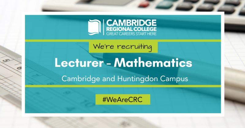 We have a number of opportunities for Maths Lecturers at the Cambridge and Huntingdon campuses on a fixed term, full/ part-time or variable hours basis. Find out more, https://t.co/15EZwmTZjJ
#wearecrc #youmatter #cambridgejobs #collegejobs #fejobs #mathsteacher #teachingjobs https://t.co/4ODeXROzFr