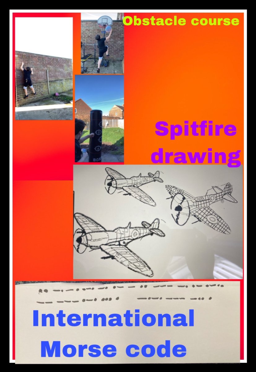 CCMPrimary's tweet photo. Spitfire drawing, obstacle course, coded message, a doll evacuee child and games - more Y6 fun from #NoScreenFriday 👏👏👏👏 https://t.co/1xGVgUDRVo