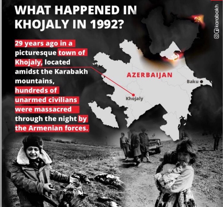 Gerechtigkeit für #Khojaly!  - Völkermord des armenischen Volkes an in #Karabach lebenden Aserbaidschanern.  Die Besetzung hat fast 30 Jahre gedauert.  Wir kommen nach Hause zurück. #JusticeForKhojaly #davam2021