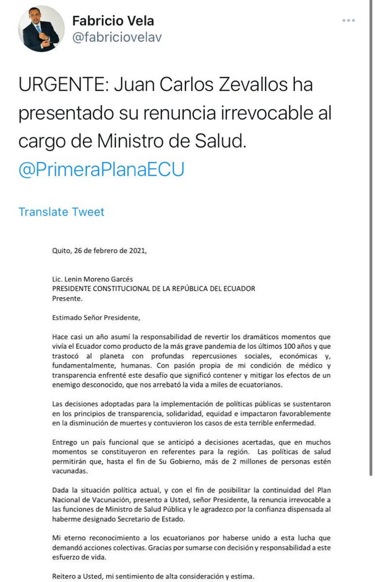 rodricollaguazo's tweet photo. ¡ABANDONAS EL TITANIC DE @Lenin, IGUAL EL JUICIO POLÍTICO VA!

Te vas luego de  vacunar a tu mamita, a los panas de la argolla. Deberá rendir cuentas ante la justicia y la historia señor @DrJuanCZevallos, su insolencia e irresponsabilidad no se borran con una renuncia. https://t.co/27bNjYpjv2