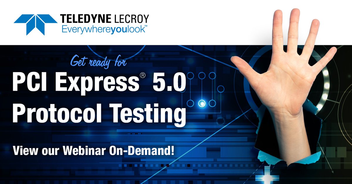 TeledyneLecroy's tweet image. #OnDemandWebinar -> Get Ready for #PCIExpress5.0 #ProtocolTesting! #WatchAnytime to explore new features in the #PCIe #Protocol including Alternate #ProtocolNegotiation, Precoding, 32GT/s #LinkTraining mechanisms and more. #WatchNow: lcry.us/3qZCqoe #TeledyneLeCroy