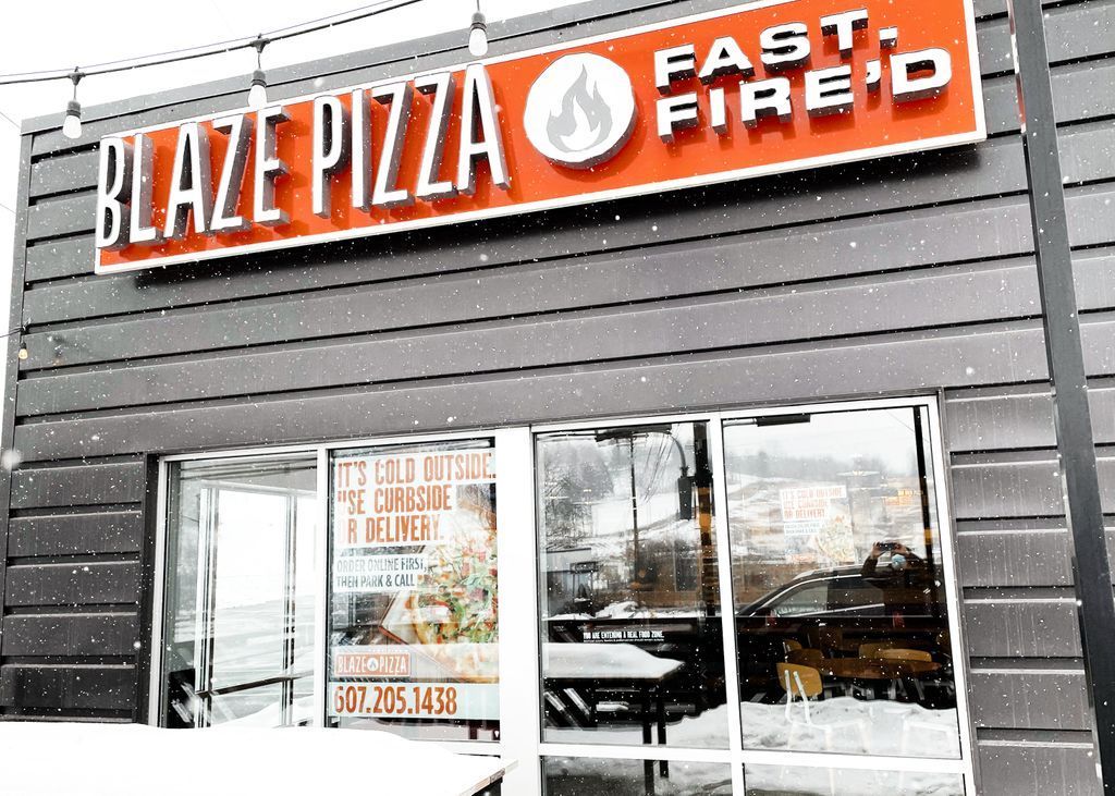goDataflow's tweet photo. Listen, we know it's freezing outside, so why not stay in your already toasty ride while our friends at @BlazePizza brave the elements with curbside pickup and delivery? While you’re there, check out the adhesive vinyl window graphics we produced for their Vestal, NY #goDataflow https://t.co/UV2BgQLGBi
