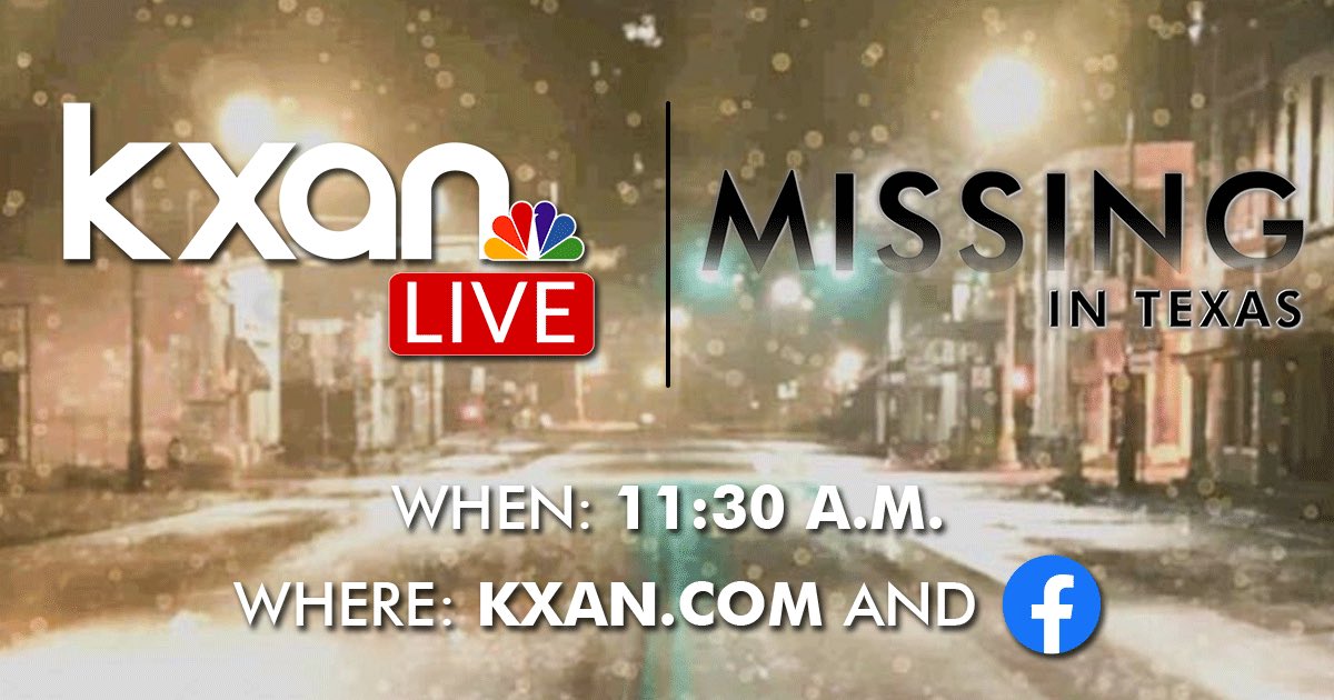 hinklej's tweet image. Join me, @ArezowDoost &amp;amp; @willrdupree today at 11:30am for a live conversation on @KXAN_News’ new investigation into missing persons - on Facebook or MissingInTexas.com. #txlege #nexstarnation #MissingInTexas