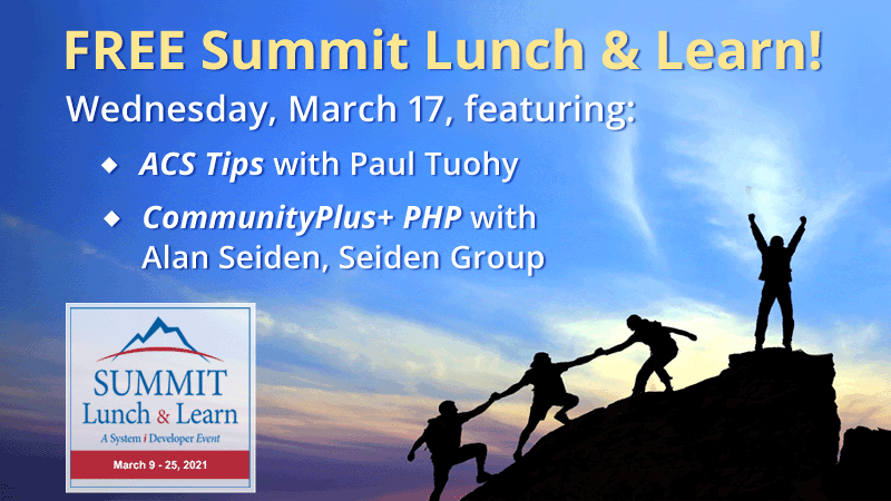 SeidenGroup's tweet photo. .@alanseiden shares tips for using free #CommunityPlus+ #PHP for business AND @Paul_Tuohy_Sid offers his favorite #ACS tips in this 75-minute Lunch & Learn. https://t.co/2z6OHIktWW #IBMiOSS https://t.co/Xos04wThS5