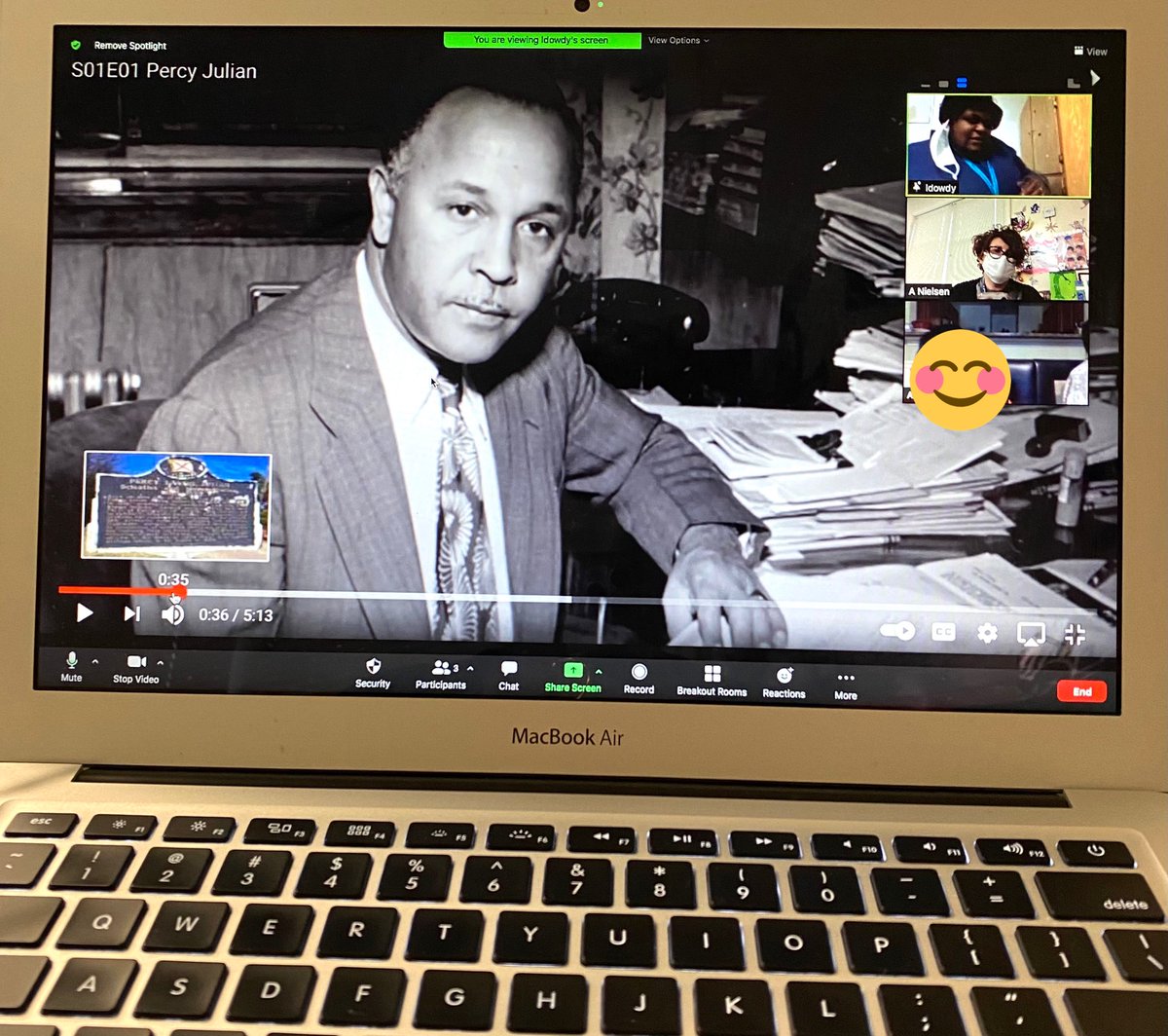 aimnielsen's tweet image. Proud that rm409 celebrates a different black individual every day during the month of Feb, and weekly throughout the year.  Today using @zoom_us we highlight Dr. Percy Julian. ❤️🐼  #ChathamDigitalLearning @ChathamCoSch @chatco_ec @PboroElementary #formula409 #pawsome #BHM #BLM