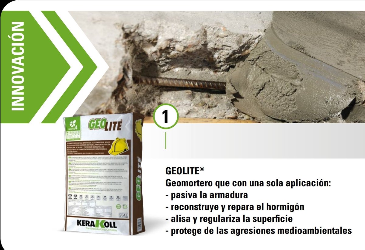 KerakollMiguelC's tweet photo. GeoLite: la reparación monolítica eco-compatible del hormigón 2 productos minerales, solo 2 fases de aplicación, solo 5 horas de trabajo.
#reparacion #hormigon #arquitecto #aparejador #carbonatacion #corrosion #cloruros #costatropical #costadealmeria #Geolite #microsilicato https://t.co/Vsbswf0FTa