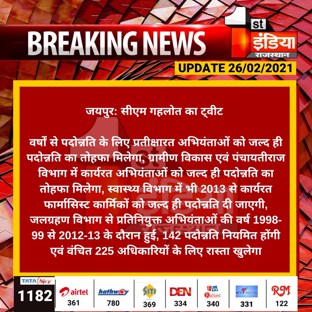 <a href="/RPEA_U/">RAJASTHAN PHARMACIST EMPLOYEE ASSO.(U)</a> <a href="/RajAssembly/">Rajasthan Vidhan Sabha</a> <a href="/drcpjoshi/">Dr. C.P. Joshi</a> <a href="/ashokgehlot51/">Ashok Gehlot</a> <a href="/ajaymaken/">Ajay Maken</a> <a href="/RaghusharmaINC/">Dr. Raghu Sharma</a> <a href="/MunjalDr/">Dr Ish Munjal</a> <a href="/RajCMO/">CMO Rajasthan</a> <a href="/pantlp/">LP Pant</a> <a href="/1stIndiaNews/">First India News</a> <a href="/KrishnaPooniaIN/">Dr. Krishna Poonia</a> <a href="/SpurdhaOfficial/">Dr.Spurdha Choudhary</a> <a href="/DrSanjeevRajp4/">Dr Sanjeevv Rajpurohit</a> <a href="/_lokeshsharma/">Lokesh Sharma</a> @Drpadamsingh12 <a href="/RahulGandhi/">Rahul Gandhi</a> <a href="/INCRajasthan/">Rajasthan PCC</a> <a href="/rohanrgupta/">Rohan Gupta</a> <a href="/arvindchotia/">Arvind Chotia</a> <a href="/GovindDotasra/">Govind Singh Dotasra</a> मान्यवर मुख्यमंत्री महोदय इसके लिए बहुत बहुत आभार । यह मांग पिछले 35 वर्षो से लंबित थी।सभी सेवारत फार्मासिस्ट आपके आभारी रहेंगे। राजस्थान फार्मासिस्ट कर्मचारी संघ एकीकृत🙏🙏🙏