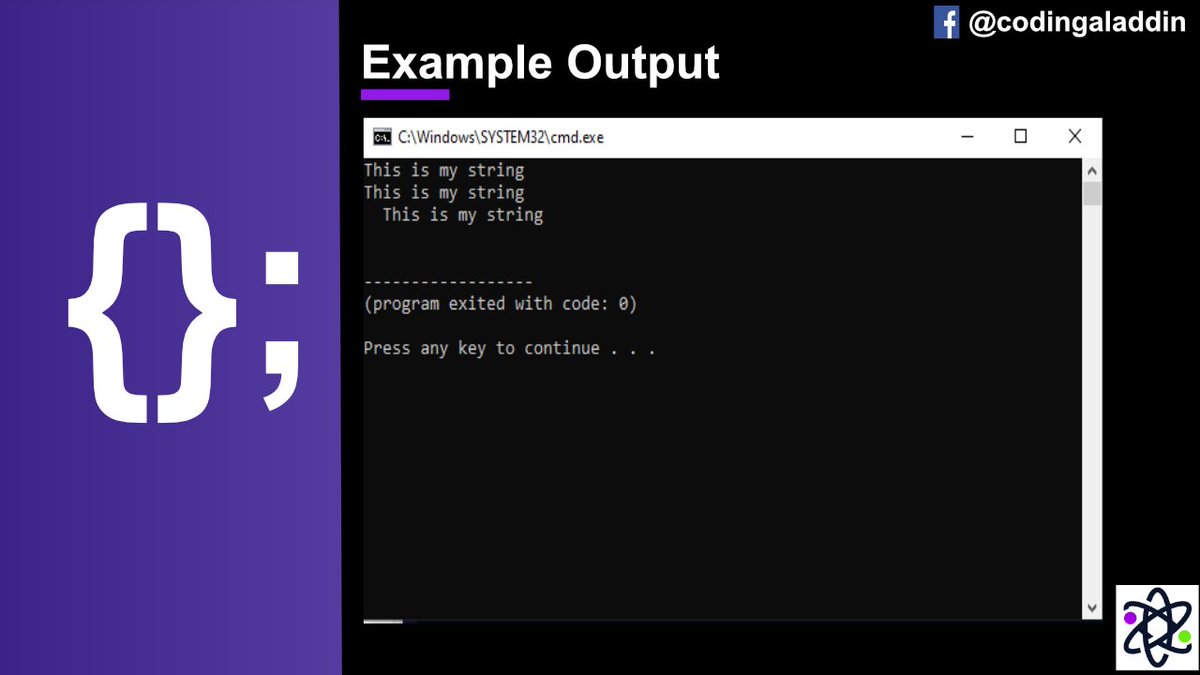 AladdinCoding's tweet image. String Methods ⬤ .strip(), .lstrip() &amp;amp; .rstrip() ⬤ 4 ⬤ Python
Follow us for more! We are doing a whole series of useful Python functions and methods.
#coders  #coding  #pythonlearning #codinglife  #codingtips #codingisfun   #100daysofcodechallenge   #100DaysOfCode