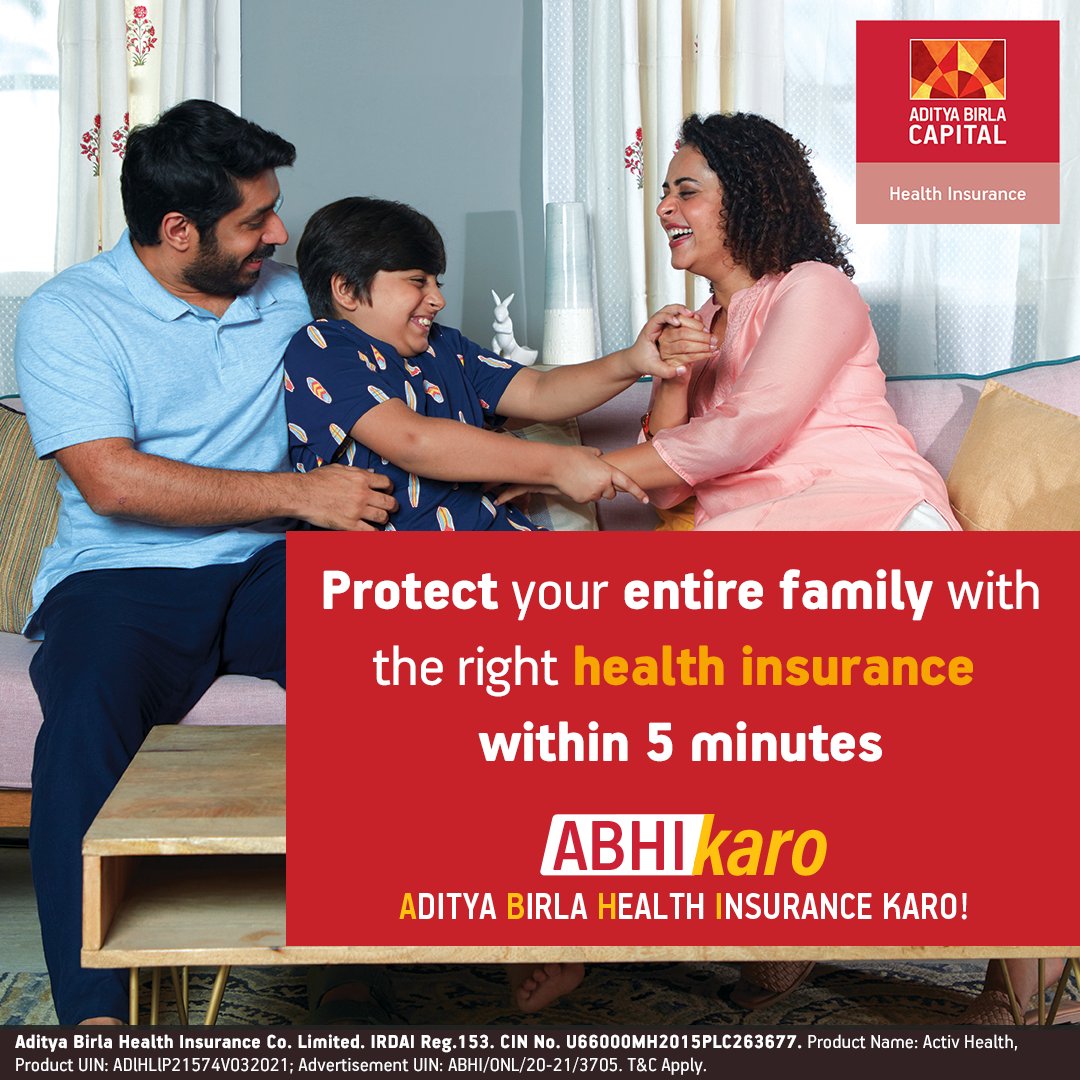 The health of your family is your most valuable investment. Aditya Birla Health Insurance aims at keeping you and your family healthy always. Protect your family's health. 
To know more about our Activ Health plan click here: bit.ly/ABHIkaro27
#ABHIKaro