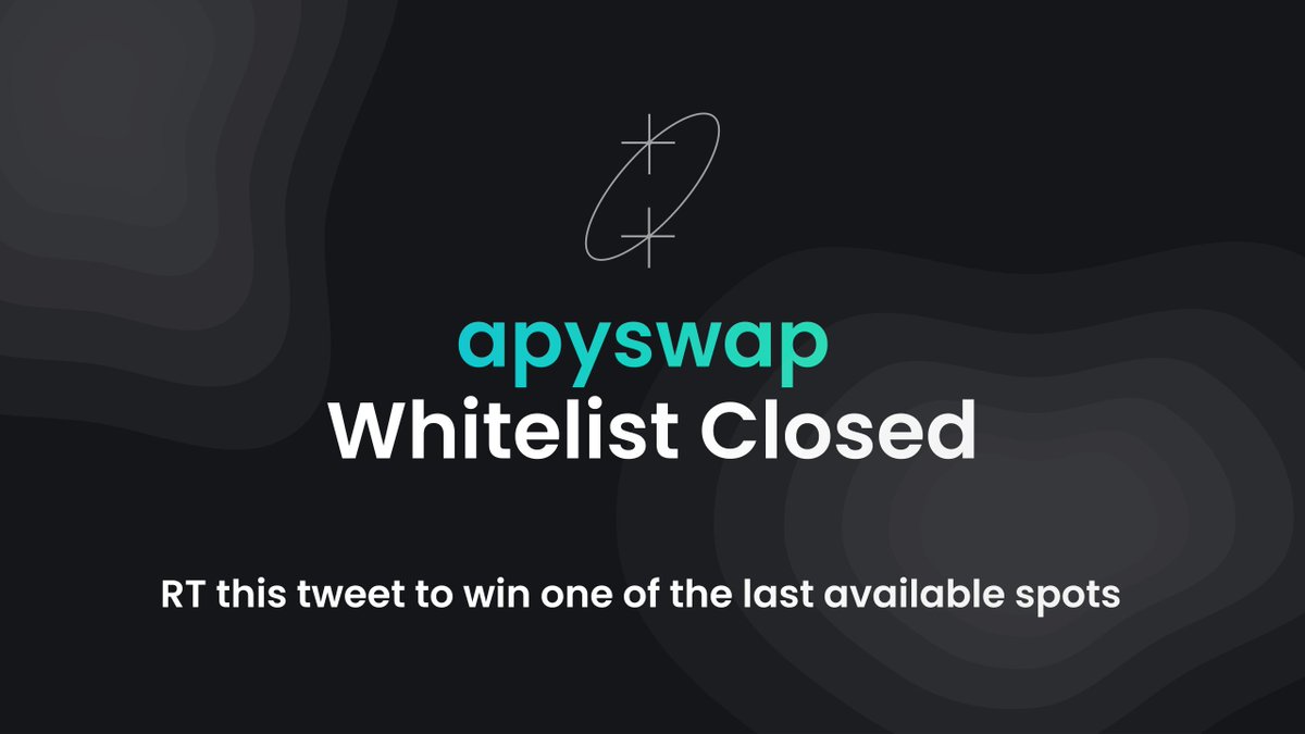 $APYS Thank you for participating in our whitelisting event with $POLS The amount of applications was overwhelming! The whitelisting is now over, but we held the last 3 spots back for the community. We will give them randomly to those who retweet this post. Don't forget KYC!