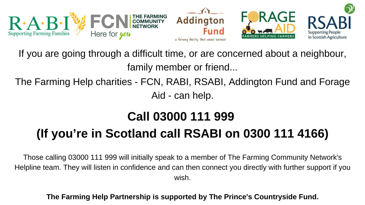 FCNcharity's tweet photo. Many thanks to @ForageAid, @AddingtonFund, @RABIcharity, @RSABI, @countrysidefund, @yellowwelliesuk and everyone who has supported #FarmingHelpAwarenessWeek this week. We hope this week has helped to raise awareness of the extensive support available to the farming community. https://t.co/bRc2ESxXp5