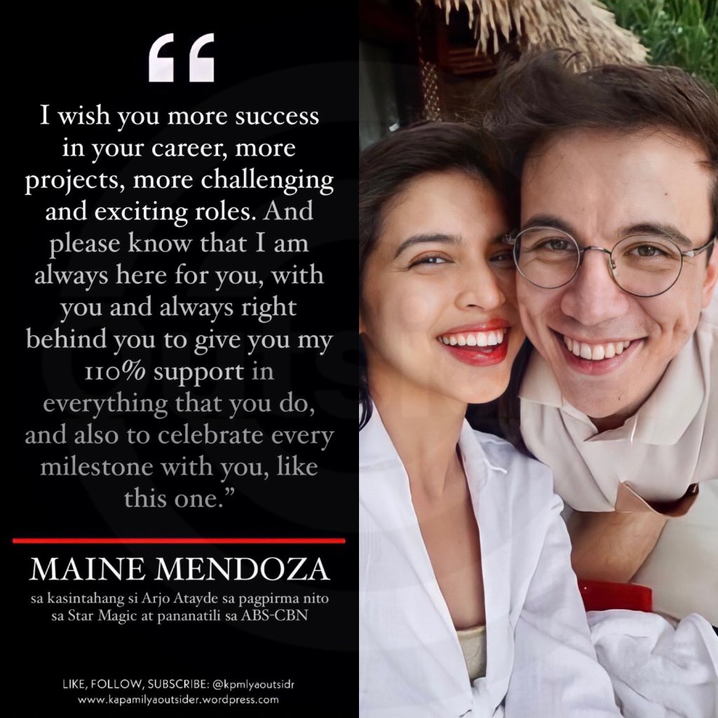 kpmlyaoutsider's tweet photo. READ: @mainedcm sa kasintahang si @AtaydeArjo sa muli nitong pagpirma sa @starmagicphils at pananatili sa @ABSCBN
#KapamilyaStrong #KapamilyaForever #ArMaine #MaineMendoza #YayaDub #ArDub #ArjoAtayde https://t.co/WG3kpNQGe6