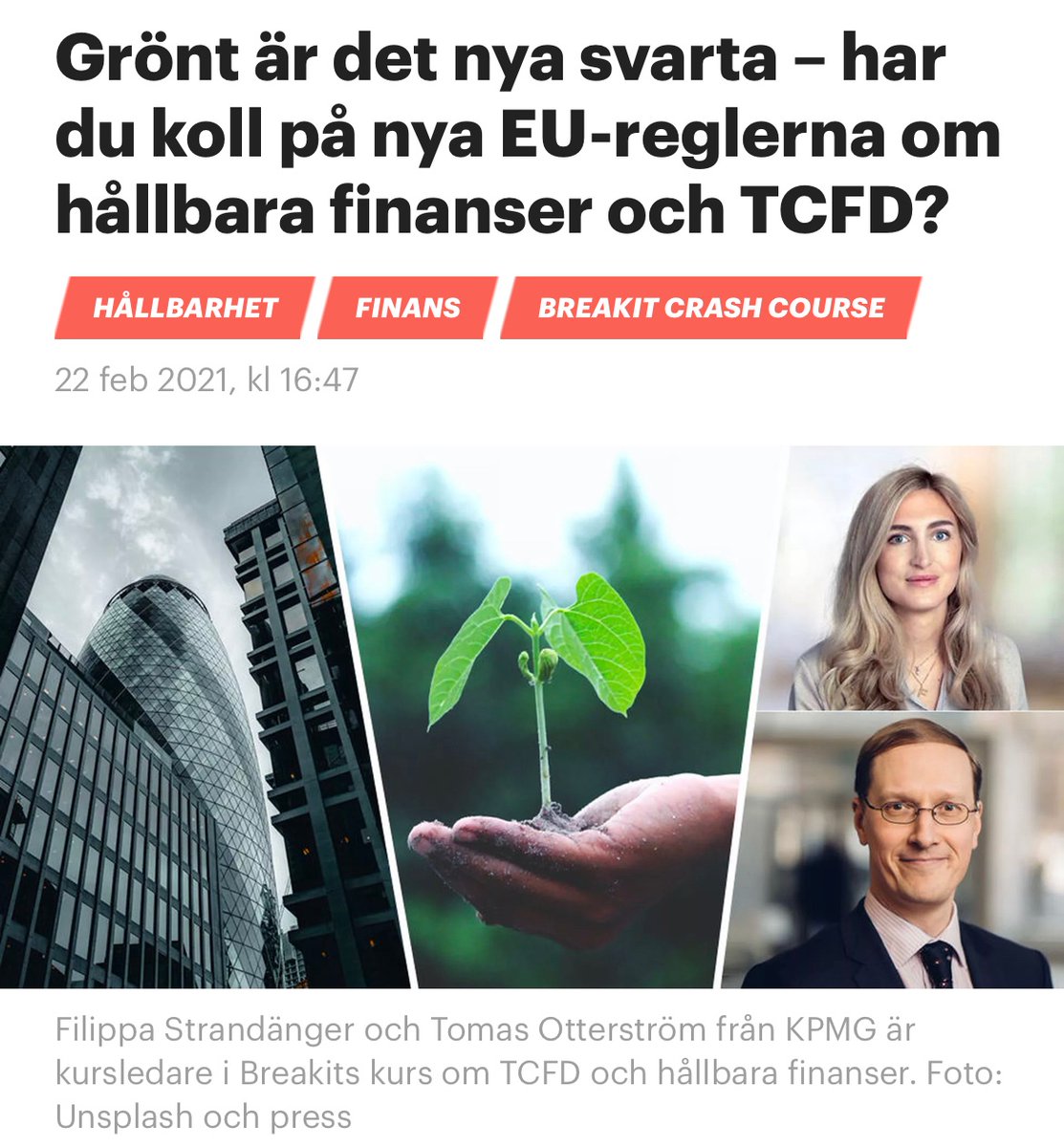 Hur arbetar ni med #hållbarhet &amp; #klimat - vilka relevanta verktyg &amp; regelverk finns det för din affär/verksamhet? 
Anmälan till kursen vi håller tillsammans med <a href="/breakit_se/">Breakit</a> om #esg #hållbarafinanser styrning strategi regler risker lösningar rapportering ➡️bit.ly/2PiUiNf