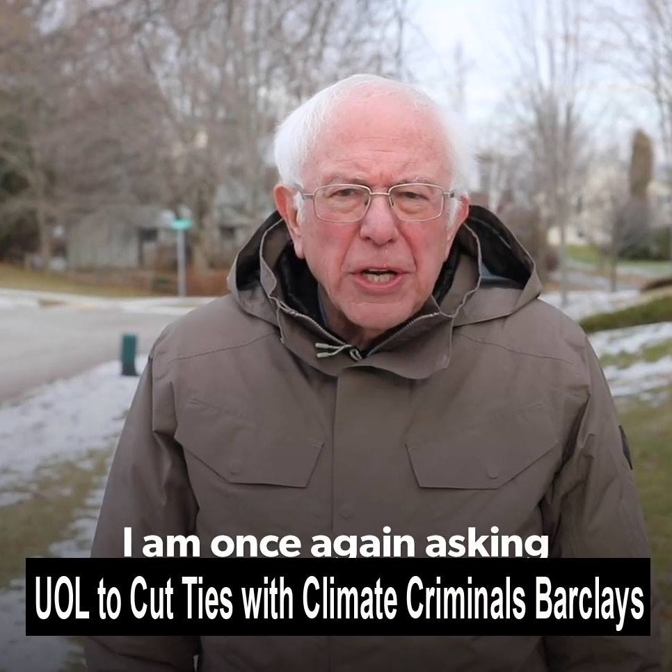 Hey there <a href="/UniversityLeeds/">University of Leeds</a>, it's time to cut ties with Barclays Bank! #divestbarclays #peopleandplanetleeds #peopleandplanet #universityofleeds #UoL #fossilfree #gogreenweek2021 #ggwdayofaction @UoL_Sus @SEBuitendijk <a href="/peopleandplanet/">People & Planet</a> @UniLeedsStaff <a href="/SEELeeds/">Earth and Environment at Leeds</a> <a href="/EnvLeeds/">Faculty of Environment - University of Leeds</a>