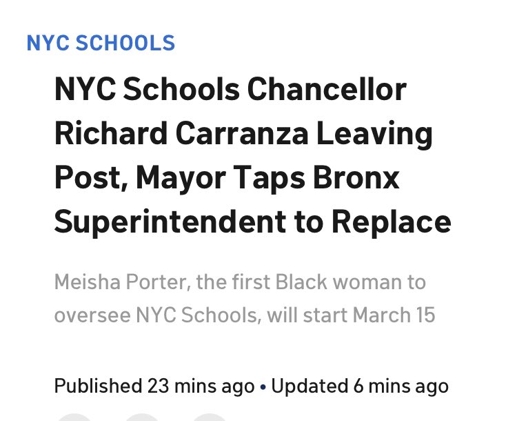WarriorParents's tweet photo. “Meisha Porter, the first Black woman to oversee NYC Schools, will start March 15” Congratulations @MeishaPorter continue to rise up in your greatness! https://t.co/i52CUb5R0j