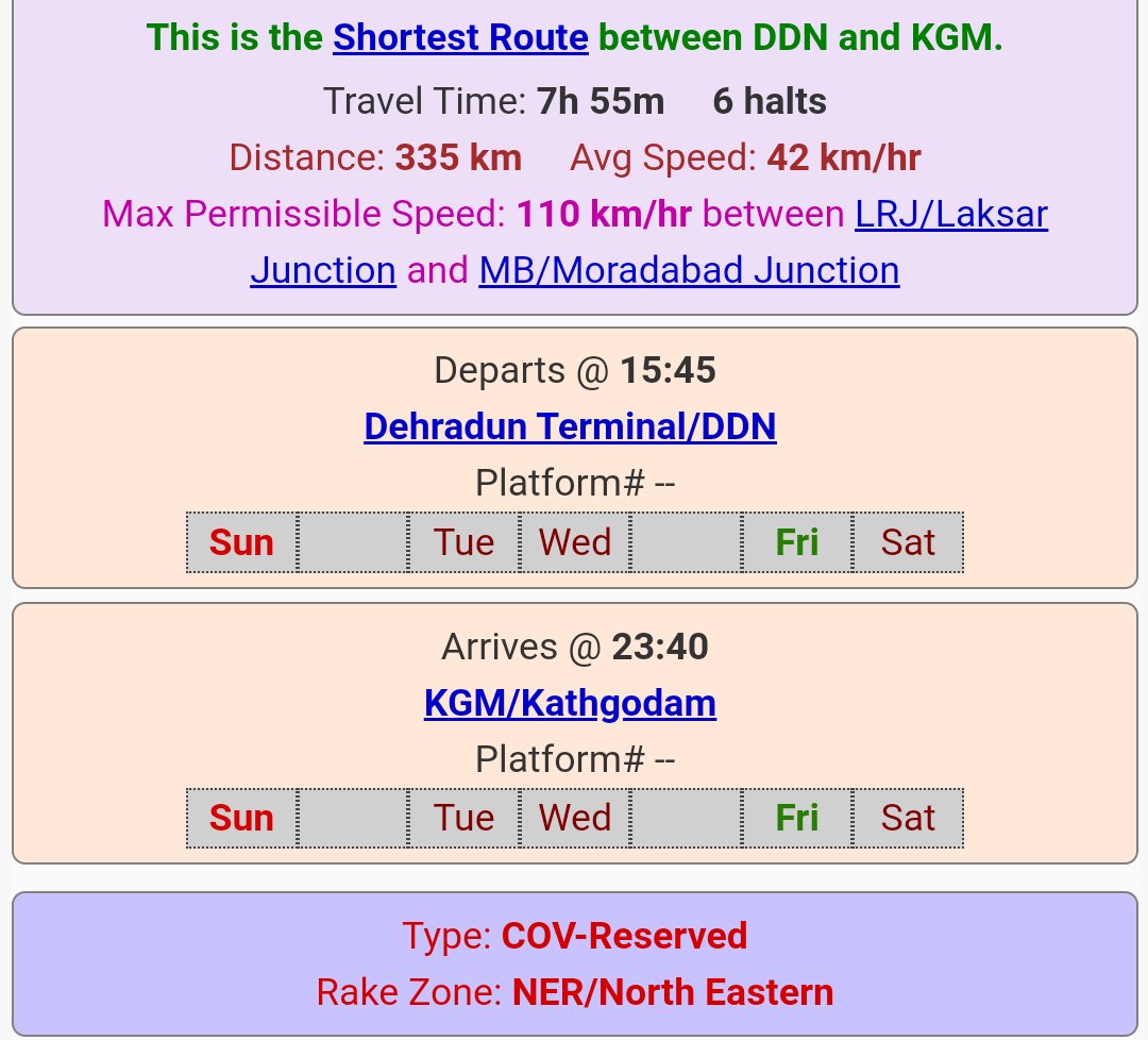 AmanSriv30's tweet image. @drmljn @nerailwaygkp @RailMinIndia
NER Janshatabdi with avg speed 39kmph and 42kmph while WCR Janshatabdi with avg speed 74kmph. I don&apos;t know why NER can&apos;t get out of its MG mindset. Utilizing BG rolling stock with avg speed of MG is of utter shame. Speed is not for NER