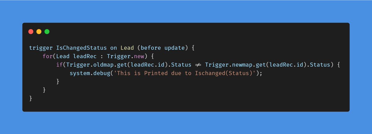 Lakhan_sfdc's tweet image. Hey #trailblazers
Here is #Apextips 48

How to use IsChanged() in trigger? 🤔 
Very Simple😄

Check this👇👇

For more- Follow @sfdc_Apextips 
#ApexTrigger