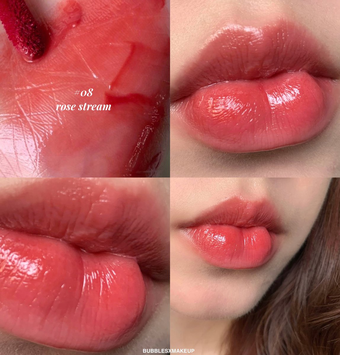 ตลาดอาจจะวายไปแล้ว แต่อยากรีวิวมากๆๆๆ เพิ่งได้ลอง rom&amp;nd รุ่น glasting water tint เนื้อดีมากกก เนื้อวาวๆแต่สบายปาก มันจะคล้ายๆรุ่น juicy แต่จะบางเบาและมีความโปร่งมากกว่า ให้ลุคธรรมชาติมากกว่า อันนี้เบอร์ 08 rose stream 🥀🤸🏻✨ สวยมากฮืออ แดงชมพูติดอมส้มๆๆ สีแบบทาได้ทุกวันสุดด