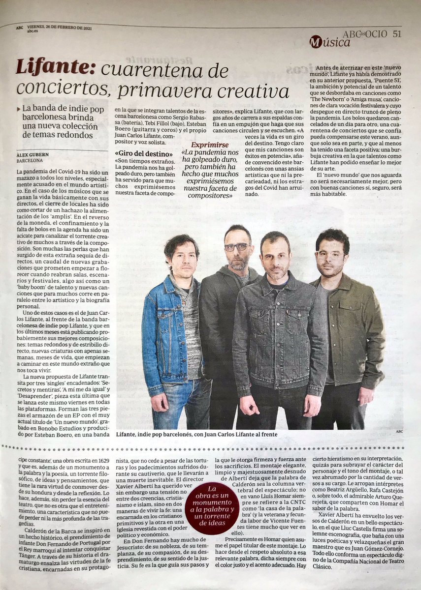 Os dejamos con el artículo “Lifante: cuarentena de conciertos, primavera creativa” de <a href="/alex_gubern/">Àlex Gubern</a> para el diario <a href="/abc_es/">ABC.es</a> publicado hoy en la edición impresa. 🚀
#lifante #pop #indie #indiepop #cuarentena #conciertos #barcelona #nuevosingle #articuloabc