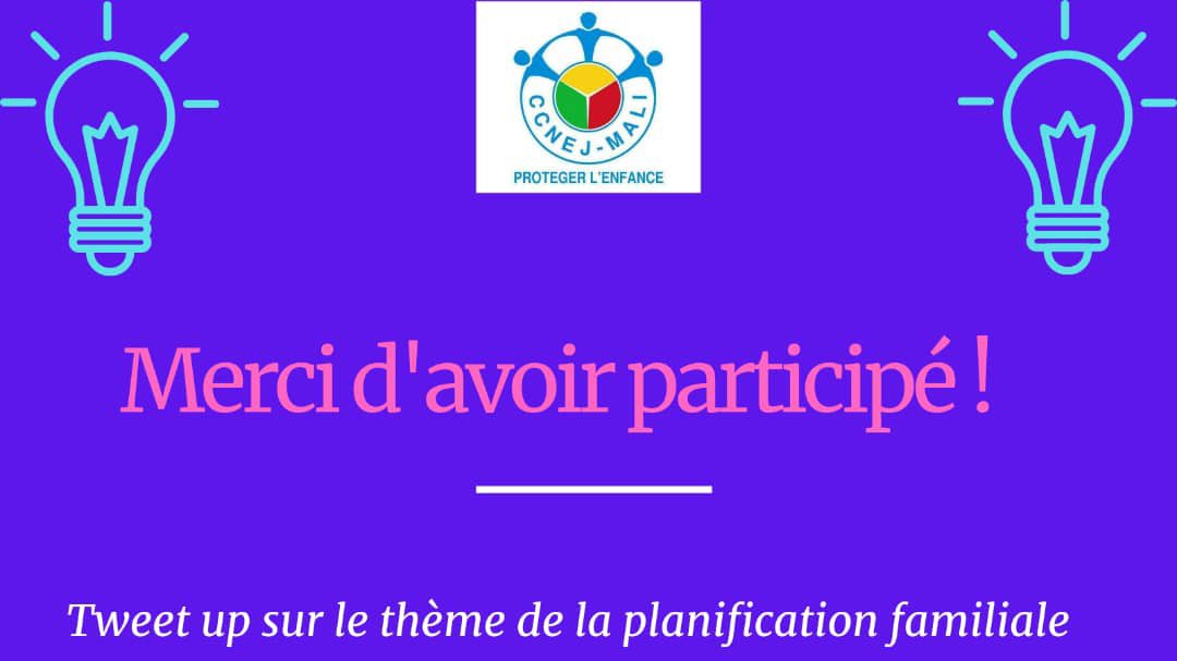 CCNEJ_Mali's tweet photo. Ainsi prends fin ce tweet-up sur la planification familiale. Merci à toutes et à tous d’avoir participé à ce tweet-up.On espère que ça contribuera à renforcer l’offre et l’accès  des jeunes et adolescents aux services adaptés et intégrés en rapport avec la PF #CcnejSRPF https://t.co/eBe9LNP4fl