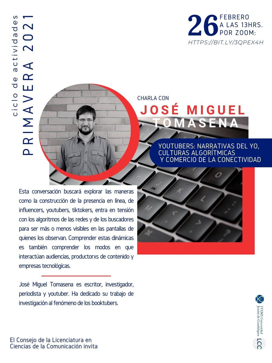 LCCITESO's tweet photo. Les recordamos que el día de hoy viernes 26 de febrero a las 13 horas, se llevará a cabo la primera actividad organizada por el consejo de la licenciatura.
@jmtomasena https://t.co/EoWIdtfaIR