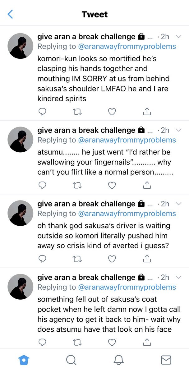 twelve: aran’s struggle tweets